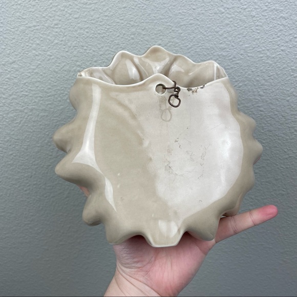 VTG Ceramic Pink Gold Glossy Flower Hanging Wall Pocket Plant Propagation Statio - Picture 14 of 16